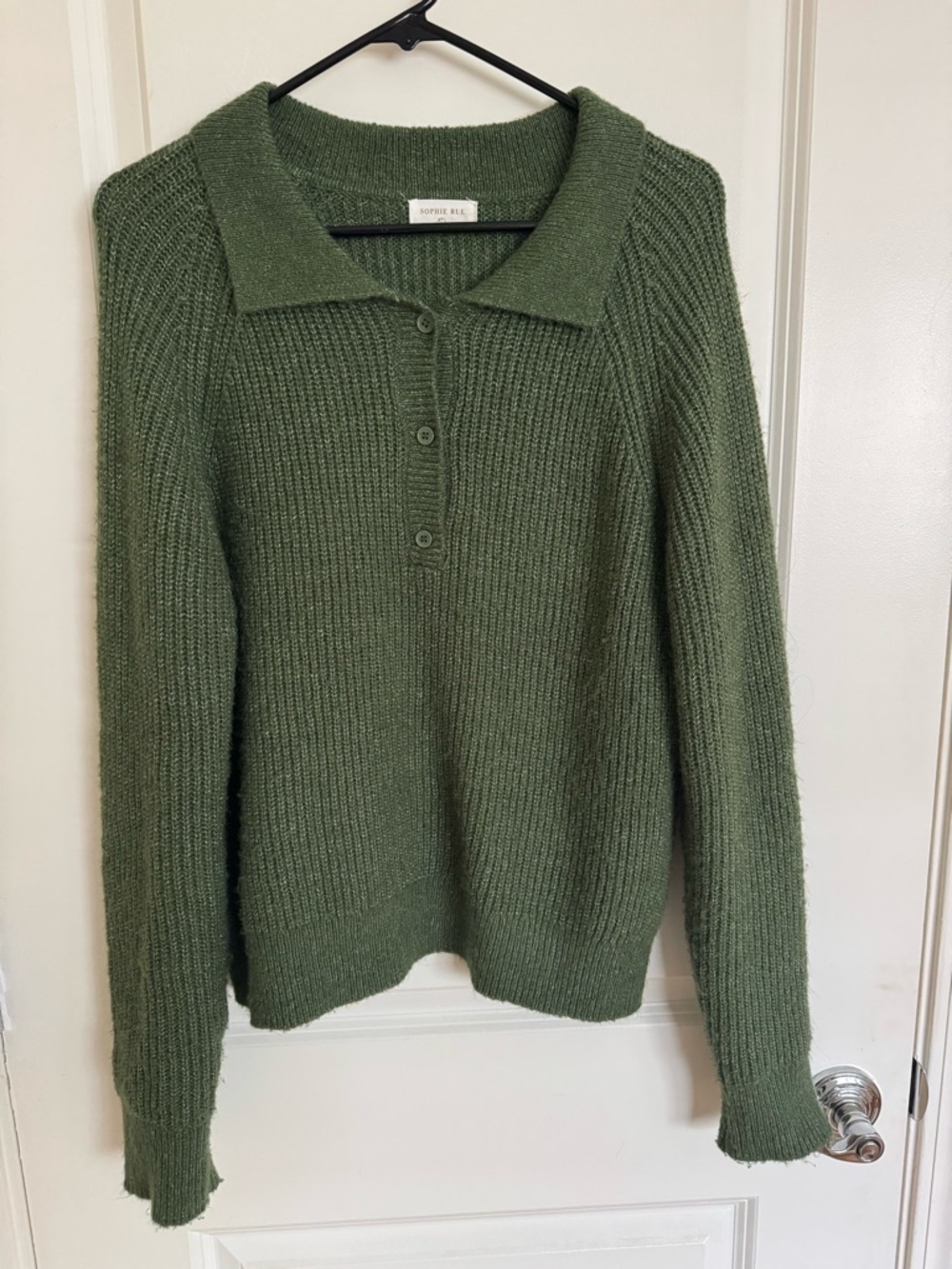 Sophie Rue Olive Ribbed Polo Knit Sweater